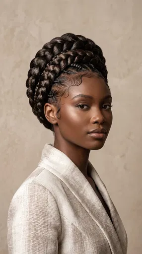 Woman With Braided Crown Updo Portrait
