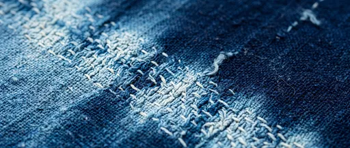 Macro Close-Up of Indigo Dyed Fabric