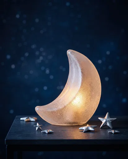 Glowing Frosted Glass Crescent Moon Lamp