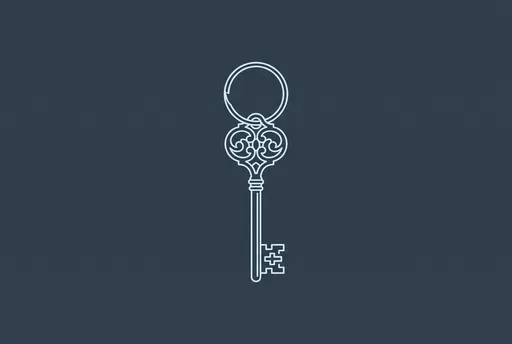 Minimalist Vintage Key Line Art Illustration