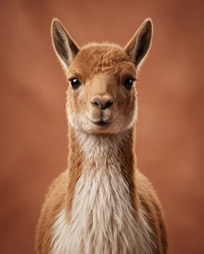 Symmetrical Studio Portrait of a Vicuña