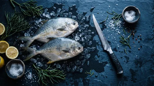 Fresh Pompano Fish on Crushed Ice