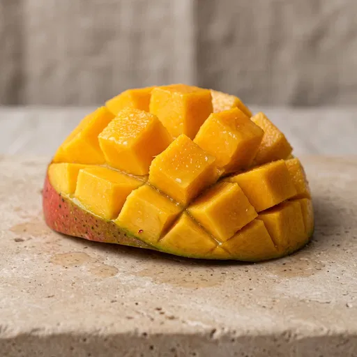 Fresh Hedgehog Cut Mango on Stone