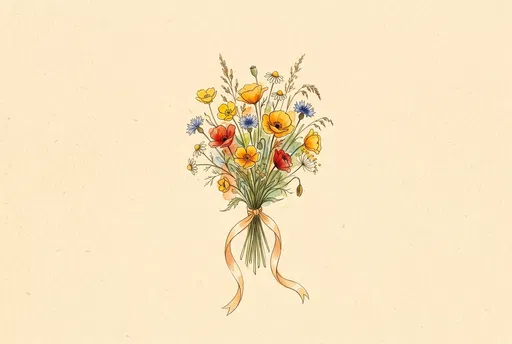 Watercolor Wildflower Bouquet on Textured Paper