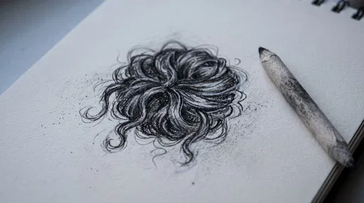Charcoal Sketch of Curly Hair Bun