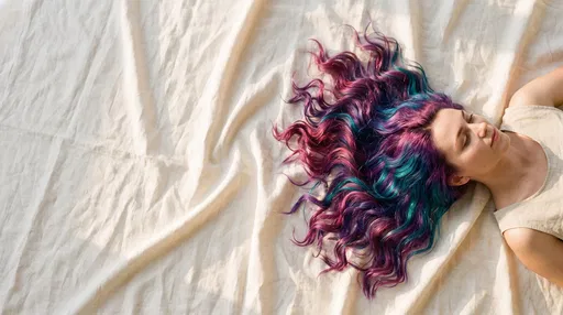 Woman With Colorful Wavy Hair Lying Down