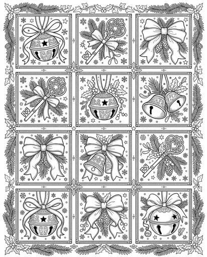 Christmas Grid Coloring Page With Bells