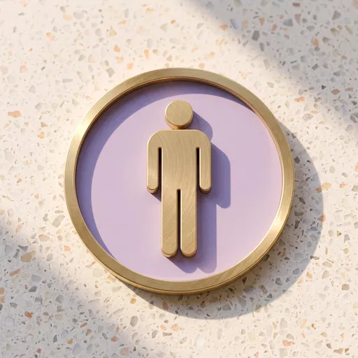 Brushed Brass and Lavender Restroom Sign
