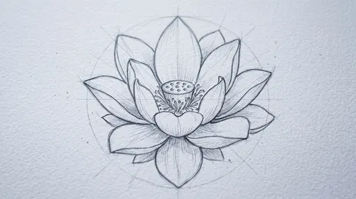 Graphite Pencil Sketch of Lotus Blossom