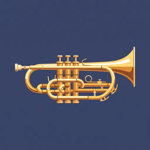 Flat Vector Brass Cornet Illustration