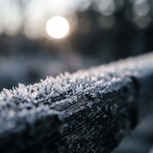 Frost Crystals on Weathered Wooden Rail