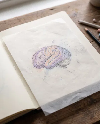 Pastel Brain Sketch on Translucent Vellum