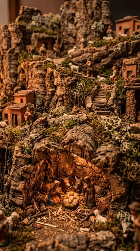 Miniature Cork and Moss Nativity Diorama