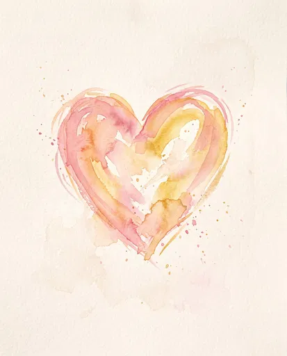 Warm Pastel Watercolor Heart Illustration