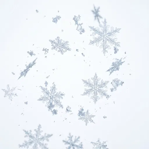 Swirling Macro Snowflakes on White