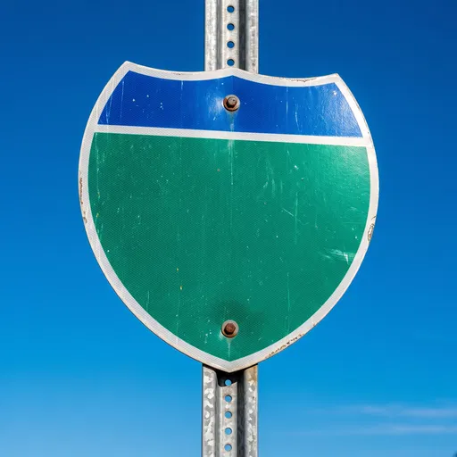 Blank Green and Blue Highway Shield Sign