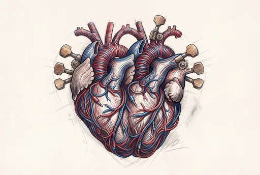 Musical Anatomical Heart Colored Pencil Drawing