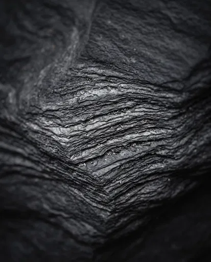 Macro Black Layered Slate Stone Texture