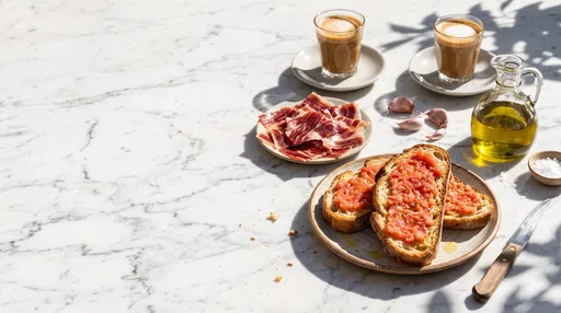Traditional Spanish Breakfast on White Marble