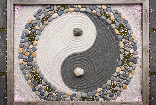 Zen Sand Garden Yin Yang Symbol