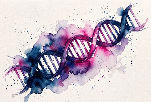 Watercolor DNA Double Helix Illustration