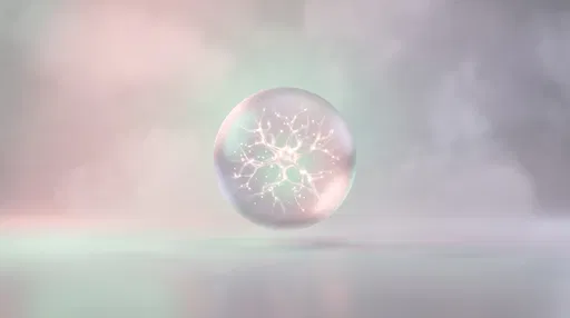 Floating Glass Sphere With Neural Core