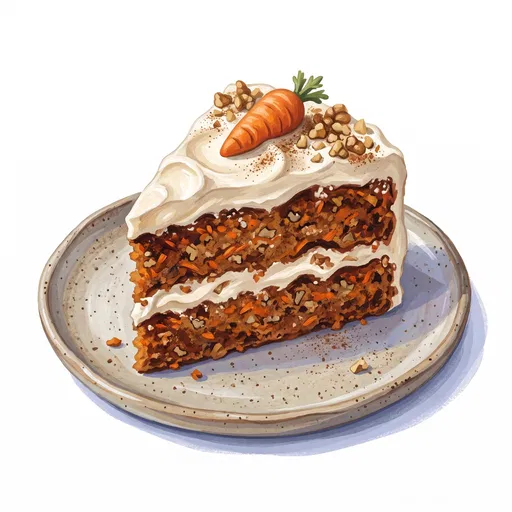 Gouache Carrot Cake Slice on Plate