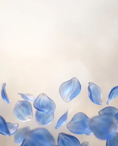 Floating Blue Frosted Glass Petals Background