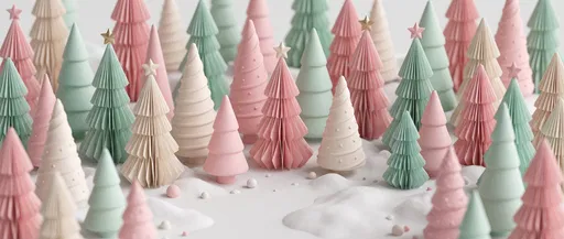Pastel Ceramic and Paper Christmas Trees
