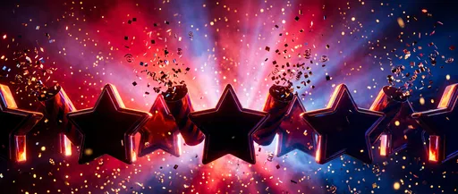Festive Stars and Confetti Cannons Banner