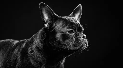 Monochrome Studio Portrait of Small Dog