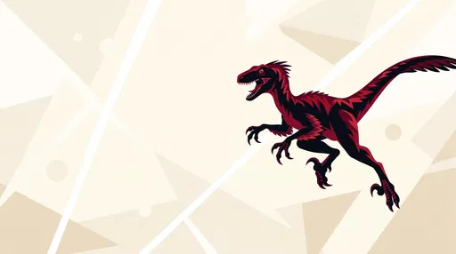 Black and Crimson Velociraptor Illustration