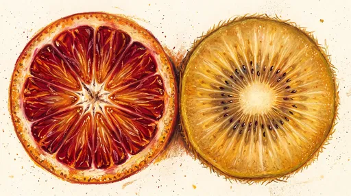 Blood Orange and Golden Kiwi Pastel Illustration