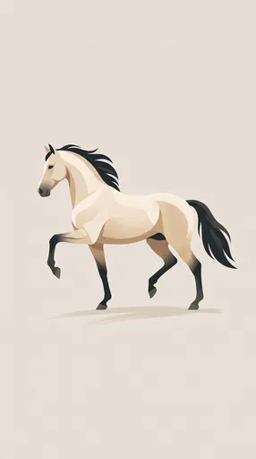 Minimalist Buckskin Horse Trotting Illustration