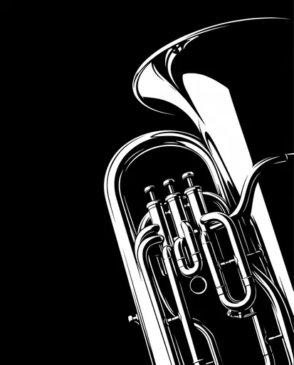 Black and White Baritone Horn Graphic