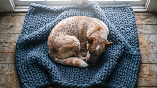 Sleeping Red Heeler on Chunky Blanket