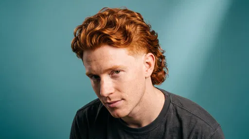Red-Headed Man With Wavy Mullet Portrait