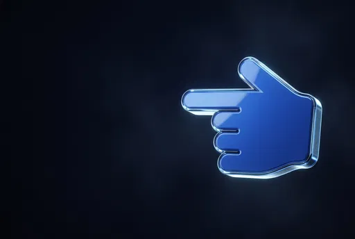 Glossy Blue 3D Pointing Hand Icon