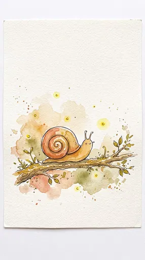 Watercolor Illustration of Cute Garden Snail
