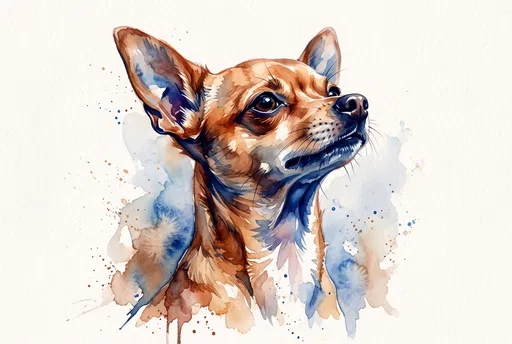 Watercolor Portrait of Deer Head Chihuahua