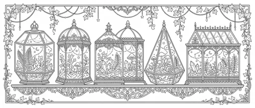 Ornate Glass Terrariums Adult Coloring Page