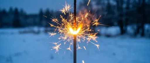 Burning Gold Sparkler in Winter Twilight