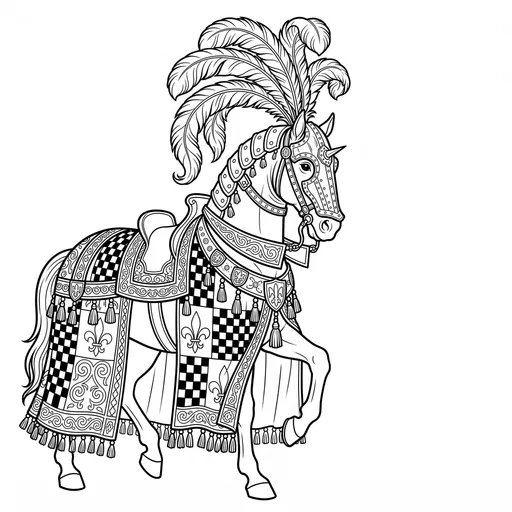 Medieval Tournament Horse Coloring Page