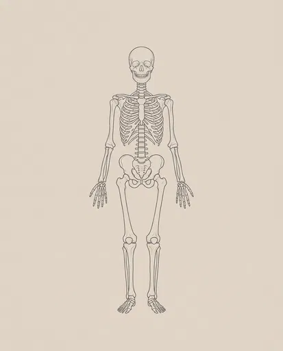Minimalist Human Skeleton Line Art Illustration