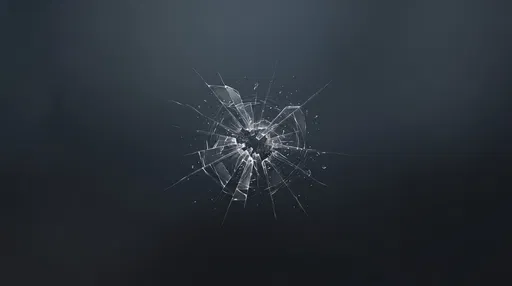 Centered Glass Crack on Dark Background