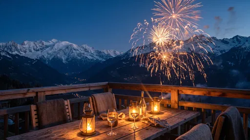 Alpine Deck With Fireworks and Lanterns