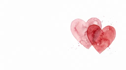 Two Overlapping Watercolor Hearts on White