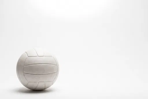 White Leather Volleyball on White Background