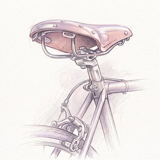 Pastel Sketch of Vintage Bicycle Saddle