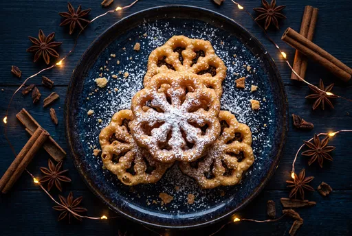 Golden Rosette Bunuelos with Holiday Spices